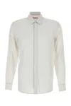 Valentino Long-sleeved Shirt In Cotton Poplin With Flower Patch In White