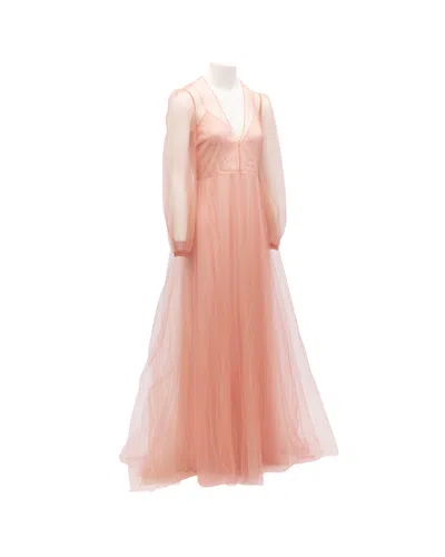 Valentino Garavani Long-sleeve Tulle Evening Dress In Pink