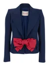 Valentino Tailored Bow-detail Jacket Crafted From Lightweight Viscose In Multicolor