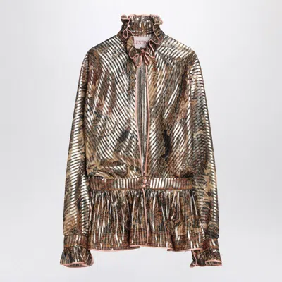 Valentino Garavani Loose Pleated Silk-blend Shirt In Sand