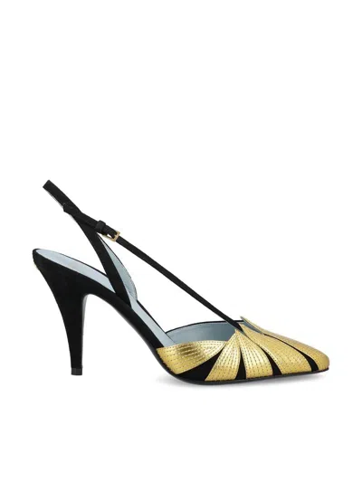 Valentino Garavani Low Shoes In Black/old Gold