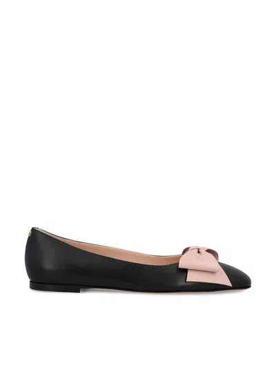 Valentino Garavani Valentino Bowow Round Toe Slip-on Ballet Flats In Black