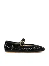 Valentino Endouce Bow Velvet Mary Jane Ballerina Flats