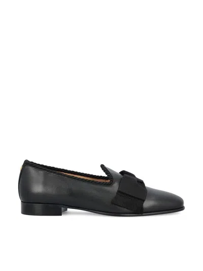 Valentino Garavani Bowow Frayed Grosgrain-trimmed Leather Loafers In Black