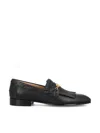 Valentino Vlogo Signature Kidskin Loafer With Fringes In Black
