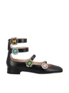 Valentino Crystal Embellished Flat Shoes In Black/crystal/multicolor