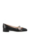 Valentino Embellished Leather Mary Jane Flats In Black/crystal/pink