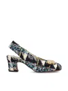 Valentino Adamantine Shiny Tweed Slingback Pumps In Blue