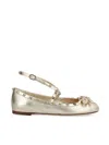 Valentino Rockstud Ballerinas In Laminated Nappa Leather In Gold