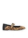 Valentino Vlogo Locker Collapsible-heel Leather-trimmed Leopard-print Calf Hair Ballet Flats In Leopard/black