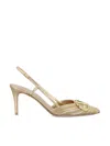 Valentino Vlogo Signature 80 Leather Slingback Pump In Multicolor Gold/star Gold