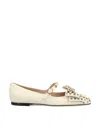 Valentino Mary-jane Bowow Ballerina In Kidskin With Studs In White