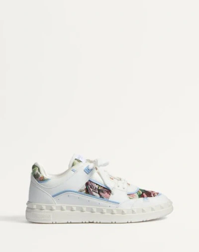 Valentino Garavani Low Top Freedots Trainer In Calfskin And Fabric In White
