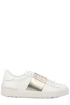 Valentino Low-top Sneakers Featuring Metallic Band In Bianco/platino/bianco