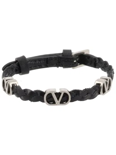 Valentino Garavani Luxurious Leather Bracelet In Black