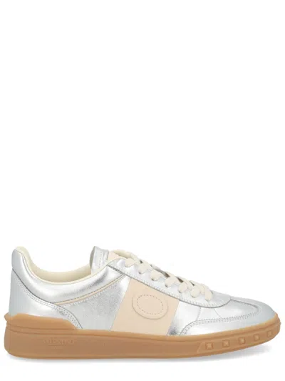 Valentino Garavani Luxurious Leather Sneakers For Women In Silver