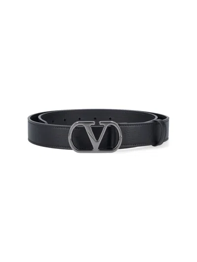 Valentino Garavani Luxury Calf Leather Belt For Men In Black