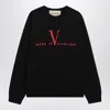 Valentino Crew Neck Sweatshirt Made In Italy In Black