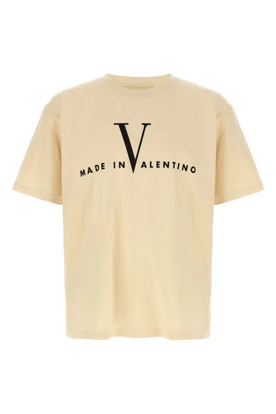 Valentino Garavani Cotton T-shirt With Made In Print Clothing In Nude