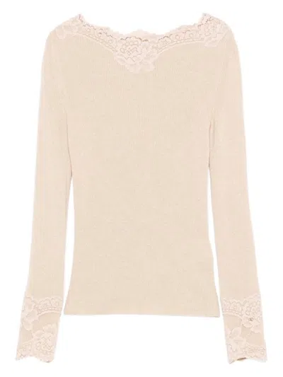 Valentino Cashmere And Lace Sweater In Neutral