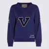 Valentino Blue Sweatshirt With V And Le Chat De La Maison Embroidery