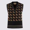 Valentino Sleeveless V Neck Dog Pattern Knitwear In Brown