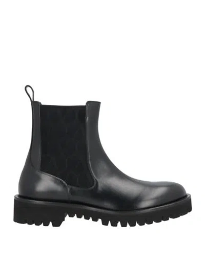 Valentino Garavani Man Ankle Boots Black Size 6 Leather