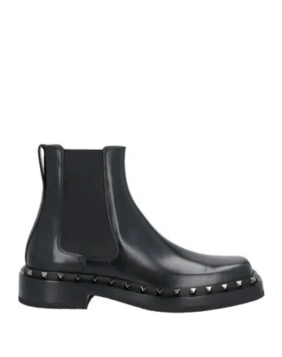 Valentino Garavani Man Ankle Boots Black Size 7 Leather