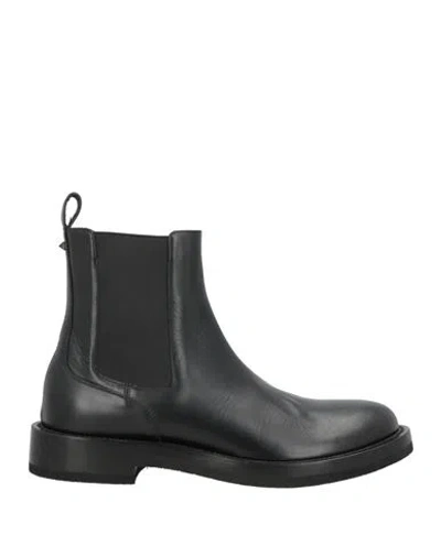 Valentino Garavani Man Ankle Boots Black Size 8 Leather