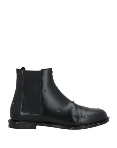 Valentino Garavani Man Ankle Boots Black Size 9 Leather