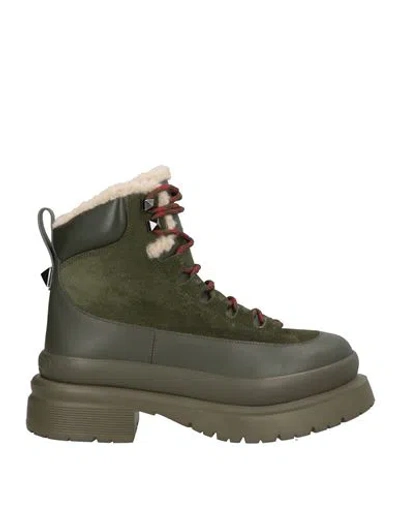 Valentino Garavani Man Ankle Boots Military Green Size 9 Shearling