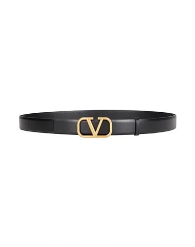 Valentino Garavani Elegant Black Leather Belt With Gold Buckle 30 Mm