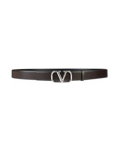 Valentino Garavani Man Belt Dark Brown Size 38 Leather