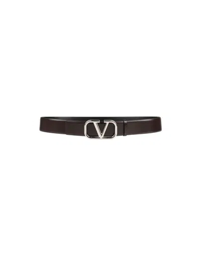 Valentino Garavani Man Belt Dark Brown Size 39.5 Soft Leather