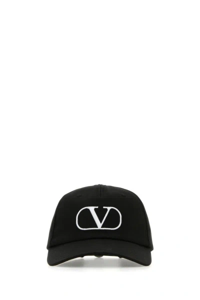 Valentino Garavani Man Black Cotton Baseball Cap