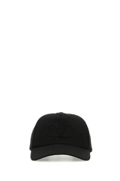 Valentino Garavani Man Black Wool Blend Baseball Cap