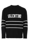 Valentino Logo-intarsia Crew-neck Jumper In Black