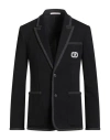 Valentino Double-breasted Cotton Jersey Jacket With Vlogo Signature Patch In Black
