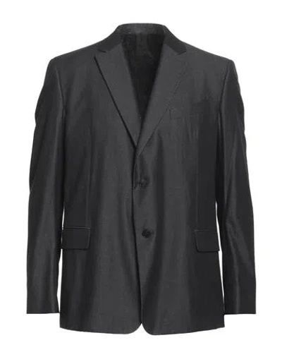 Valentino Man Suit Jacket Midnight Blue Size 42 Wool, Silk In Grey