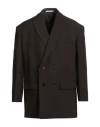 Valentino Garavani Man Blazer Chocolate Brown Size 40 Virgin Wool, Silk In Black