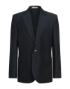 Valentino Wool And Silk Single-breasted Jacket With Rubberised V Detail In Blue