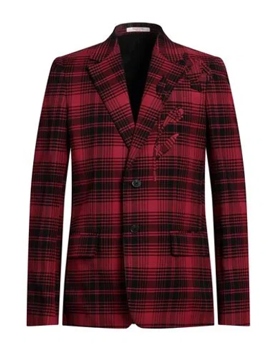 Valentino Garavani Man Blazer Red Size 34 Cotton, Virgin Wool, Polyester, Wool, Viscose