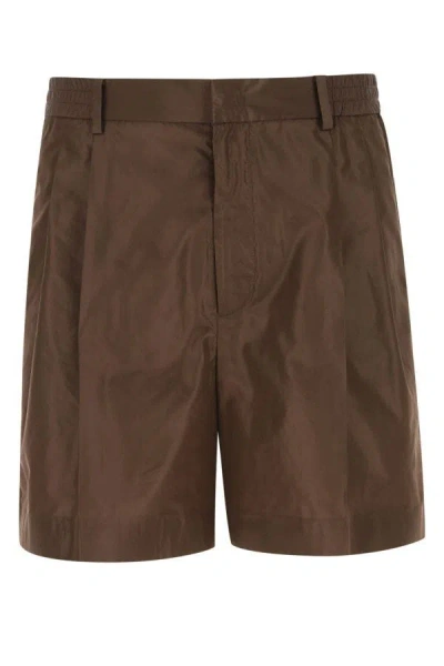 Valentino Wool Bermuda Shorts In Brown