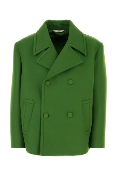 Valentino Wool Blend Caban Coat In Green