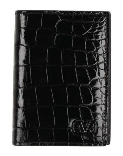 Valentino Garavani Man Cardholder Black Size - Leather