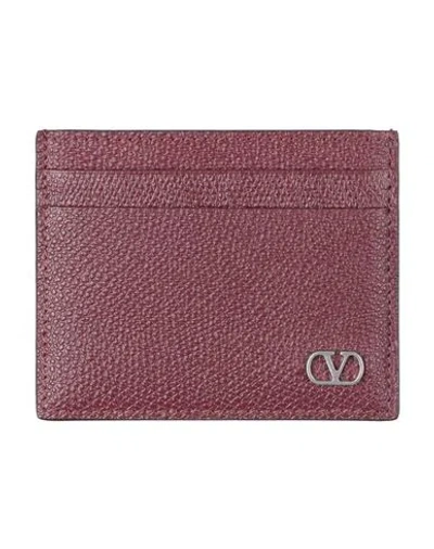 Valentino Garavani Man Cardholder Burgundy Size - Leather In Red