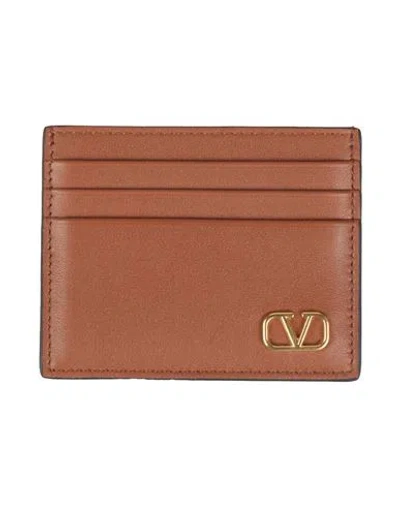 Valentino Garavani Man Cardholder Tan Size - Leather In Brown