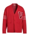 Valentino Garavani Red And White Wool Blend Cardigan In Red