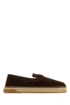 VALENTINO GARAVANI VALENTINO GARAVANI MAN CHOCOLATE SPLIT-LEATHER LEISURE FLOWS ESPADRILLES