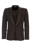 Valentino Padded Shoulders Wool Blazer In Brown